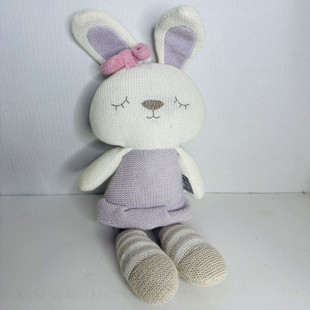 Knit Baby Bunny Rabbit Plush‎ Living Textiles Thermal Rattle 16 Inches 2017